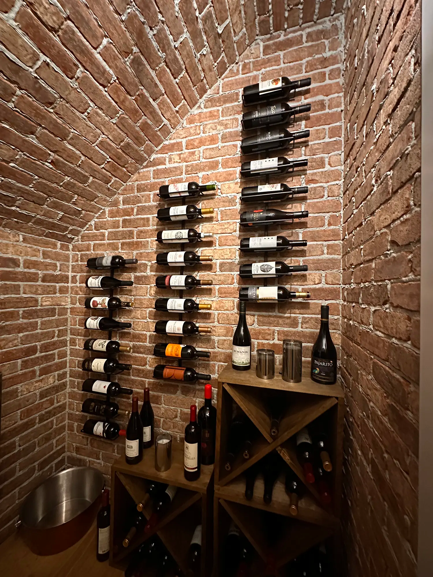 Rustic brick wine cellar
